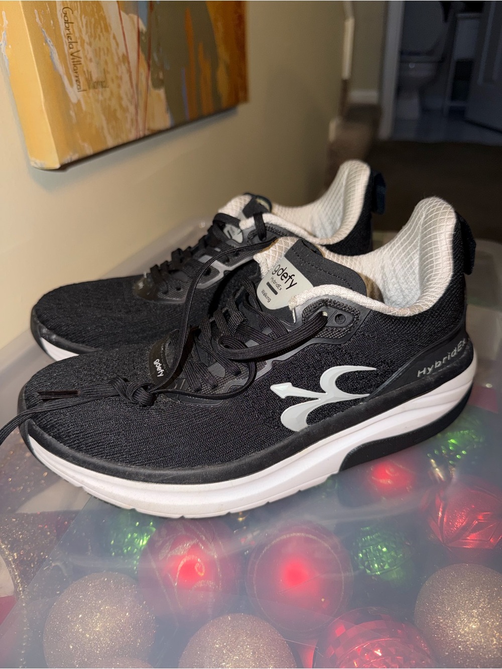 Gdefy Black Hybrid Running Shoes for Men